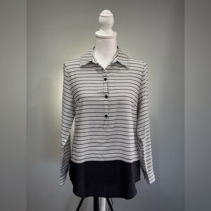 CLEARANCE! B/W Stripe Chicos Collared Blouse Size 1 (8) EUC